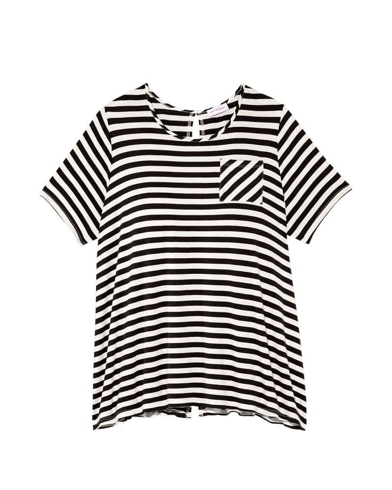 Front of plus size Casey Short Sleeve Split Back Tee by Molly&Isadora | Dia&Co | dia_product_style_image_id:118967